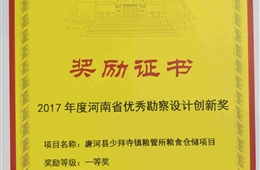 唐河少拜寺镇粮管所粮食仓储项目2017年省优秀设计创新奖一等奖